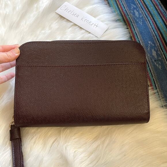 Louis Vuitton Bordeaux Taiga Leather Baikal Wristlet Pouch Clutch SLG - Picture 6 of 12